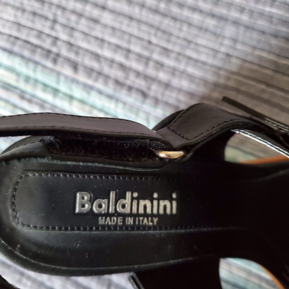 Baldinini | Black & Gold Wedge Sandals - Picture 4 of 6